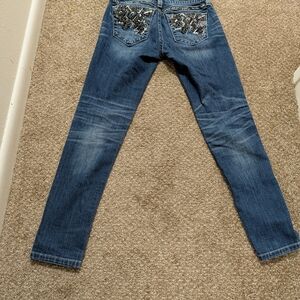 Miss Me Blue Skinny Jeans with Embellished Back Pockets